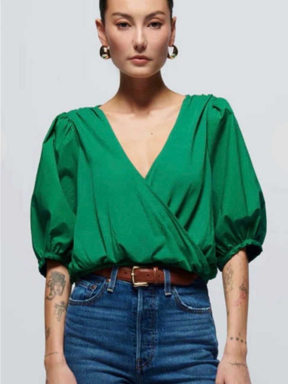Charlene Bubble Hem Top Small Verdant Green